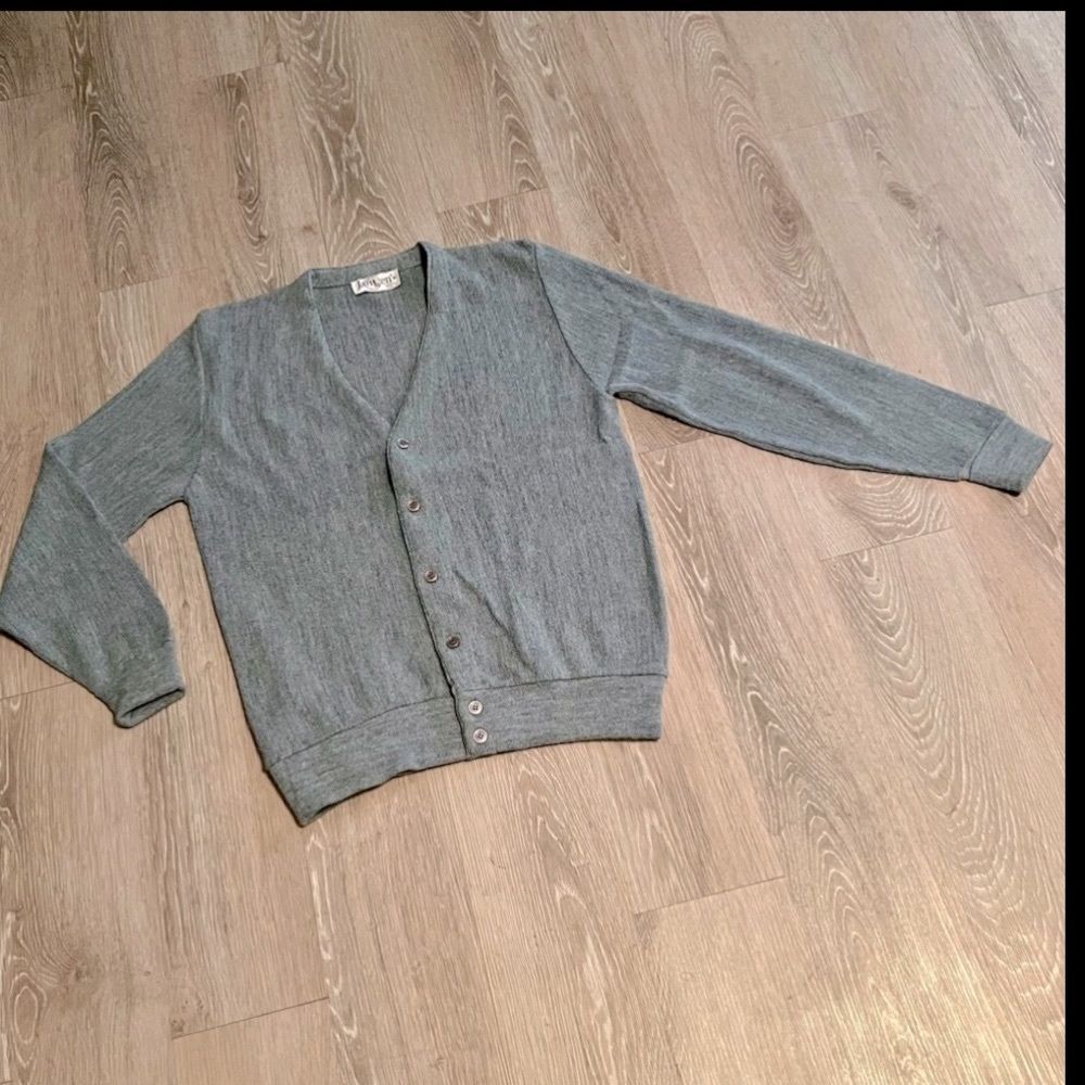 90s Grunge Grandpa cardigan Jantzen USA Oversized Drop Shoulder sweater gray M
